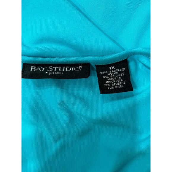 Bay Studio Plus Womens Teal Sleeveless Stretch Tank Top Sz 1X - Picture 4 of 7